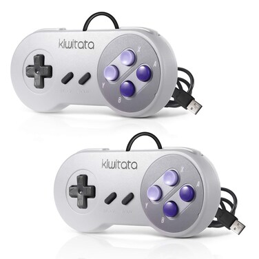 KIWITATA 2X Classic SNES USB Controller for Retro Gamings, Super NES Wired USB Joypad Game Controller for Windows PC Mac Raspberry Pi