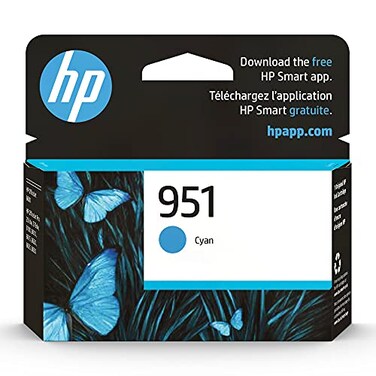 HP 951 Cyan Ink Cartridge   Works with HP OfficeJet 8600, HP OfficeJet Pro 251dw, 276dw, 8100, 8610, 8620, 8630 Series   Eligible for Instant Ink   CN050AN