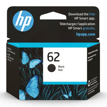 HP 62 Black Ink Cartridge   Works with HP ENVY 5540, 5640, 5660, 7640 Series, HP OfficeJet 5740, 8040 Series, HP OfficeJet Mobile 200, 250 Series   Eligible for Instant Ink   C2P04AN