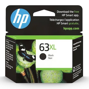 HP 63XL Black High-yield Ink Cartridge   Works with HP DeskJet 1112, 2130, 3630 Series; HP ENVY 4510, 4520 Series; HP OfficeJet 3830, 4650, 5200 Series   Eligible for Instant Ink   F6U64AN