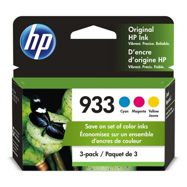 HP 933 Cyan, Magenta, Yellow Ink Cartridges  Works with HP OfficeJet 6100, 6600, 6700, 7110, 7510, 7610 Series   N9H56FN, Combo 3-Pack