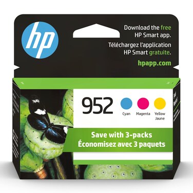 HP 952 Cyan, Magenta, Yellow Ink Cartridges (3-pack)   Works with HP OfficeJet 8702, HP OfficeJet Pro 7720, 7740, 8210, 8710, 8720, 8730, 8740 Series   Eligible for Instant Ink   N9K27AN