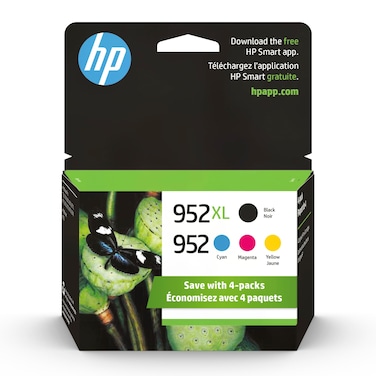 HP Original 952 Cyan, Magenta, Yellow / 952XL Black Ink Cartridges (4-Pack)   Works OfficeJet 8702 OfficeJet Pro 7700, 8210, 8700 Series   Eligible for Instant Ink   N9K28AN