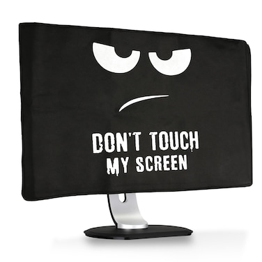 kwmobile Computer Monitor Cover Compatible with 24-26" monitor - Don't Touch My Screen White / Black