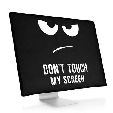 kwmobile Computer Monitor Cover Compatible with 31-32" Monitor - Don't Touch My Screen White/Black