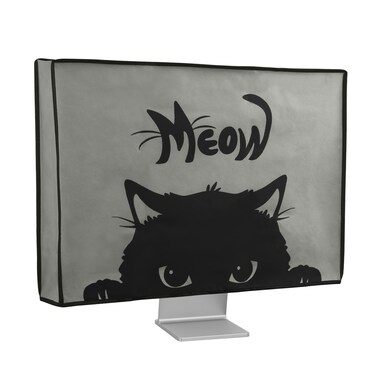 kwmobile Computer Monitor Cover Compatible with 20-22" Monitor - Meow Cat Grey/Black