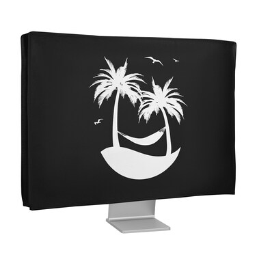 kwmobile Computer Monitor Cover Compatible with 20-22" Monitor - Relax in Hammock Black/White