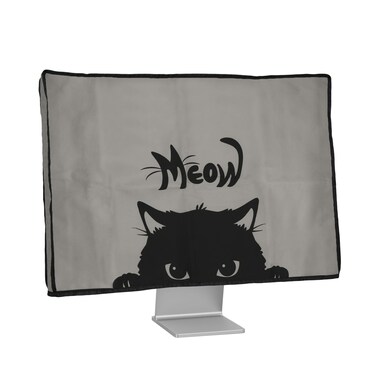 kwmobile Computer Monitor Cover Compatible with 31-32" Monitor - Meow Cat Grey/Black