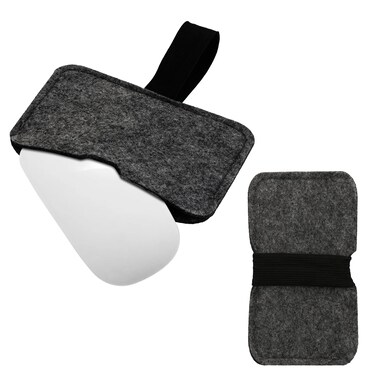 kwmobile Mouse Case Compatible with Apple Magic Mouse 1 / Magic Mouse 2 / Logitech Pebble Wireless Pouch - Felt Protective Carrying Cover Bag - Dark Grey/Black