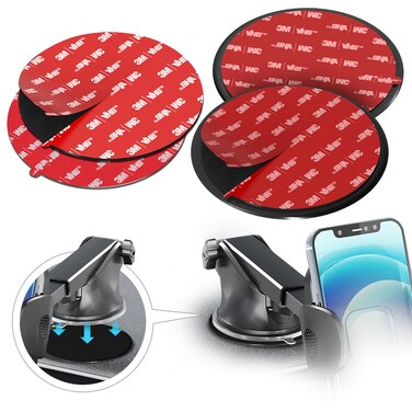 MASIGO 3M VHB Dashboard Adhesive Sticky Pad Set - 3.15" (80mm) Car Mount Disk for Cell Phone Holder, Secure Suction Cup Grip, Includes 2 Mounting Disks + 2 Replacement Pads