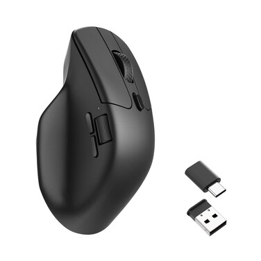 Keychron M6 1000 Hz Wireless Bluetooth 5.1/2.4 GHz/Wired Optical Mouse, Lightweight 78g Programmable PixArt 3395 Sensor with up to 26K DPI/ 650 IPS for Windows Mac Linux - Black