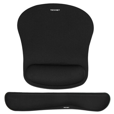 TECKNET Keyboard Wrist Rest and Mouse Pad with Wrist Support, Memory Foam Set for Computer/Laptop/Mac, Lightweight for Easy Typing &amp; Pain Relief Ergonomic Mousepad (Black)