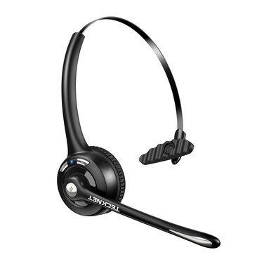 TECKNET Bluetooth Headset, Wireless Headset with Noise Canceling Microphone for Trucker, On-Ear Bluetooth Headset with Mute Mic for Work