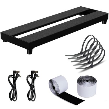 AYCRIT Mini Guitar Pedal Board, Aluminum Alloy 0.9lb Small Effect Bass Pedalboard, 16 * 5.3in, With Pedals Mountain Tape, Power DC Cable, Cable Tie