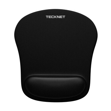 Mouse Pad with Wrist Support, TECKNET Ergonomic Gaming Mouse Pad Pain Relief, Portable Comfortable Mousepad for Computer, Laptop, Office, Home and Travel, Non-Slip Base, Waterproof Surface, Black