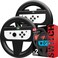 Orzly Steering Wheels for Nintendo Switch &amp; OLED Console JoyCons, Racing Wheels for Mario Kart 8 Deluxe [Mariokart Switch Steering Wheel Joycon Controller Attachment Accessories]-Twin Pack [2X Black]