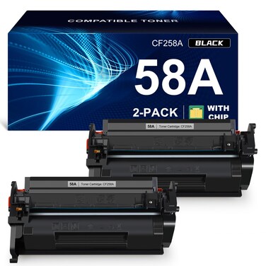 58A CF258A Toner Cartridge (with chip) Compatible Replacement for HP 58A CF258A 58X CF258X Laserjet MFP M428fdw M428dw M428fdn Pro M404n M404dn M404dw M404 M428 Toner Laser Jet Printer (Black 2-Pack)
