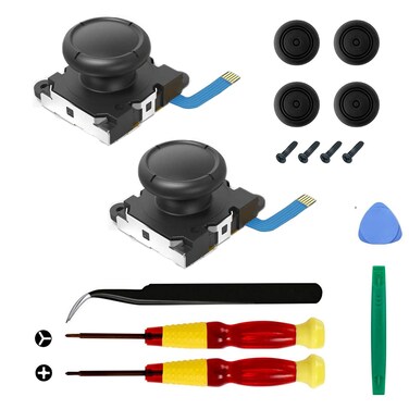 2-Pack Replacement Joystick Analog Thumb Stick Repair Kit for Nintendo Switch / Switch OLED Model / Switch Lite Joy-Con Controller - Drift Fix Tools Y1.5 / +1.5 Screwdriver / Pry Tools