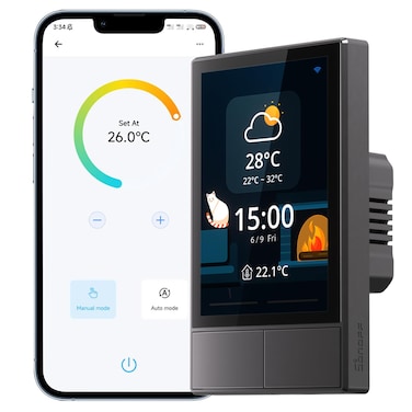 SONOFF NSPanel WiFi Smart Scene Wall Switch,2-Switch Panel Control,Touchscreen Control for Smart Temperature Function,Lights,Work with Alexa &amp; Google Home Assistant,Black