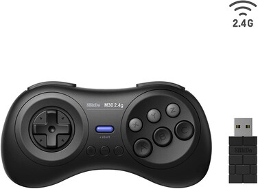 8Bitdo M30 2.4G Wireless Gamepad for Sega Genesis Mini and Mega Drive Mini and Switch with 6-Button Layout (Black)