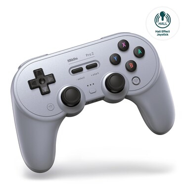 8Bitdo Pro 2 Bluetooth Controller for Switch, Hall Effect Joystick Update, Wireless Gaming Controller for Switch, PC, Android, and Steam Deck &amp; Apple (Gray Edition)