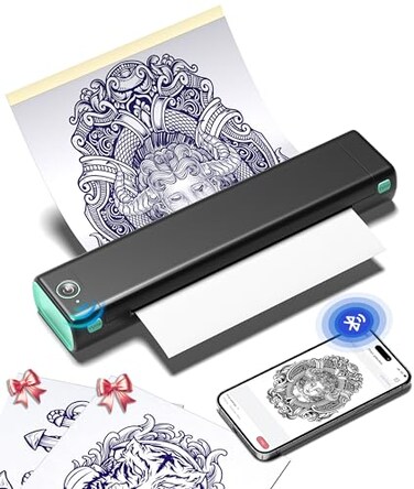 Phomemo M08F Wireless Tattoo Transfer Stencil Printer, Thermal Tattoo Machine with 10pcs Free Stencil Paper, Portable Printer Kit for Artists &amp; Beginners, Compatible with Smartphone &amp; PC