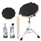 Practice Drum Pad, 12 Inch Exercise Pads Set Mat for Adult Kids with Snare Drums Stand Double Sided Drumsticks Black