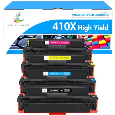 TRUE IMAGE Compatible Toner Cartridge Replacement for HP 410X 410A CF410X CF411X CF412X CF413X to use with Color Laserjet Pro MFP M477fdw M477fdn M477fnw Pro M452dn M452nw M452dw Toner Ink (4 Pack)