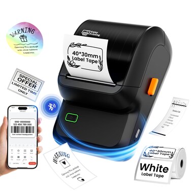 Label Maker, Thermal Label Maker, Barcode Label Printer for Small Business, Bluetooth Label Maker Machine Compatible with Phone &amp; PC, Inkless Portable Label Makers for Address, Logo, Barcode