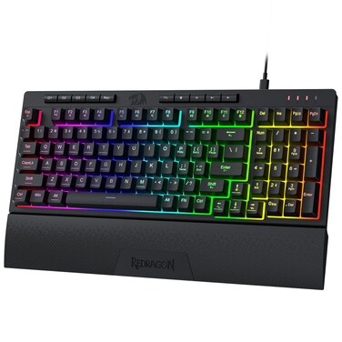 Redragon K515 Shiva Wired RGB Membrane Gaming Keyboard, 98 Keys Mechanical-Feel Keyboard w/Smooth Linear Switch, On-Board Macro &amp; Dedicated Multimedia Keys, Detachable Wrist Rest, Software Supported