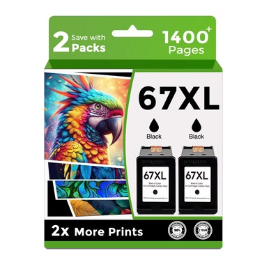 Skyink Remanufactured Ink Cartridge Replacement for HP ink 67 XL 67xl Printer HP67XL (2 Black )Works for 2700 2855e 4133e 2755e 4155e 2722 2752 Envy Pro 6455 6458 6475 Envy 6000 6458e 6455e 6055e 6075