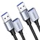 UGREEN 2 Pack USB Extension Cable, (3 FT+ 3 FT) USB Extender USB 3.0 Extension Cable Nylon Braided Compatible with Webcam, Camera, Phone, USB hub, Mouse, Keyboard, Printer, Hard Drive, Headset