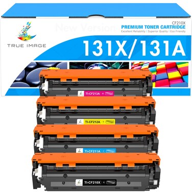 TRUE IMAGE Compatible Toner Cartridge Replacement for HP 131X 131A M276nw CF210X for HP Laserjet Pro 200 Color MFP M276nw M251nw M276n M251n Printer Ink (Black Cyan Yellow Magenta, 4-Pack)