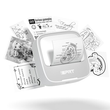 iDPRT Mini Printer with 1 Roll Sticker Paper, Portable Sticker Printer Efficiently and Quickly, Thermal Printer for Study Notes, Pictures, DIY, Label, Free App with Multiple Templates Printer