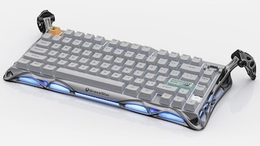 GravaStar Mercury K1 Pro Wireless Gaming Keyboard: Minimalist Style with Cement Gray Textured Keycaps, Aluminum Alloy, 75 Mechanical Keyboard, 79 Keys + KNOB, Durable &amp; Stylish for Home/Office Use