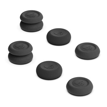 Skull &amp; Co. Skin, CQC and FPS Thumb Grips Joystick Cap Analog Stick Cover for Steam Deck/OLED and ROG Ally, Ally X- Black, Set of 6
