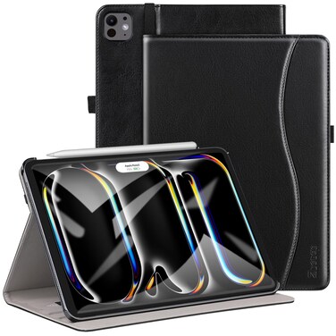 ZtotopCases for New iPad Pro 11 Inch Case 2024 (M4), Premium PU Leather Smart Cover with Auto Wake/Sleep,Multiple View Angles with Hand Strap and Pocket for iPad Pro 11 5th Gen,Black