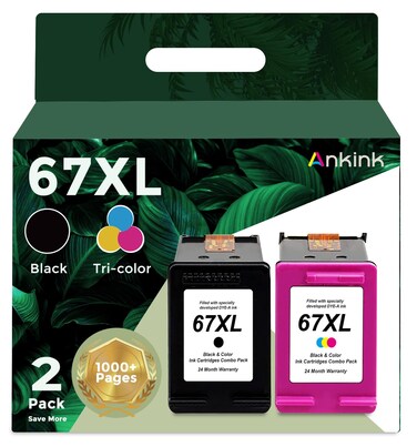 Ankink Remanufactured 67XL Ink Cartridge Replacement for HP Ink 67 XL 67XXL hp67xl Black/Color Combo Pack for DeskJet 4155e 4152 2855e 2755e 4155 2700 4100 Envy 6000 6400 6055 6452 Printer (2 Pack)