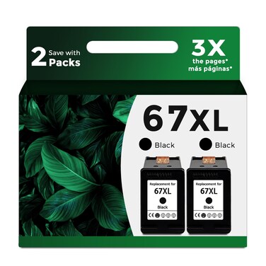 Ankink Remanufactured Ink Cartridge Replacement for HP 67XL Ink 67 XL (2-Pack Black) use with 2700 2700e 2855e 2752 2742 2755 4100 4100e 4152 4155e 6000 6055 6400 6458e 6455e Printer