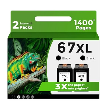 67XL Black Remanufactured Ink Cartridge Replacement for HP 67XL Ink 67 HP67 XL (BK,2-Pack) to 2700 2700e 2752 2742 2755 4100 4100e 4152 4155 4155e 6000 6055e 6055 6400 6458 6458e 6455e Printer,HP67XL