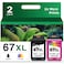 67XL Ink Cartridge Black/Color Combo Pack Replacement for HP Ink 67 67XL HP67 XL HP67XL for 2700 2700e 2752 2752e 2742e 2755e 4100 4100e 4152e 4155e 6000 6055e 6055 6400 6458 6458e 6455e Printer
