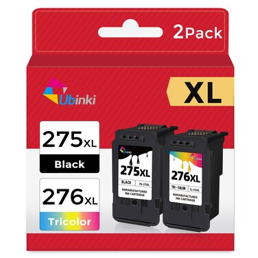 Ubinki Remanufactured Ink Cartridge Replacement for Cannon Ink 275 276 PG-275XL CL-276XL PG275 CL276 XL for Canon 275 and 276 Ink Cartridge for TS3522 TR4720 TS3520 TS3500 TR4700 Printer (2 Pack)
