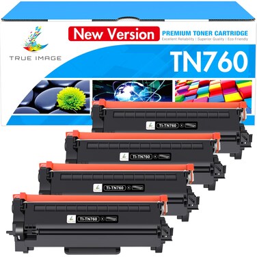 TN760 TN730 Toner for Brother Printer: Compatible for Brother TN 760 730 TN-730/TN-760 High Yield Black for MFC-L2710DW MFC-L2750DW HL-L2350DW HL-L2395DW DCP-L2550DW HL-L2390DW HL-L2370DW 4-Pack