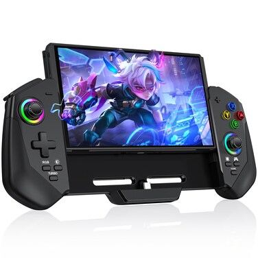 MystNova Switch Controllers, Hall Effect Joystick Switch Joypad for Nintendo Switch/OLED, Full-Size Grip Wireless Switch Pro Controller with RGB Joystick. No Drift Handheld Remote Mode (Black)