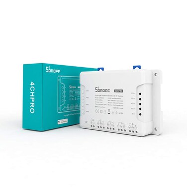 SONOFF 4CH Pro R3 Wi-Fi Smart Switch 4-Channel Din Rail Mounting Home Automation,Self-Locking/Interlock Control Home Appliances, RF/APP/Voice/LAN Control, Works with Alexa(1 Pack)