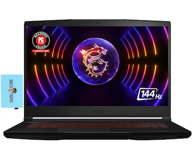 MSI GF63 Thin 15.6" 144Hz FHD IPS Gaming Laptop (Intel i7-12650H 10-Core 2.30GHz, 16GB RAM, 512GB SSD, GeForce RTX 4050 6GB, Red Backlit KYB, WiFi 6, BT 5.2, Win 11 Home) w/Dockztorm Hub