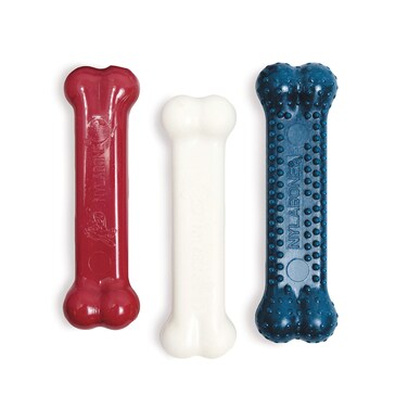 Nylabone Original Bone Power Chew Toy for Dogs, Durable Dog Toys for Aggressive Chewers, Peanut Butter Flavor, Small - Up to 25 Ibs, 3 Pack