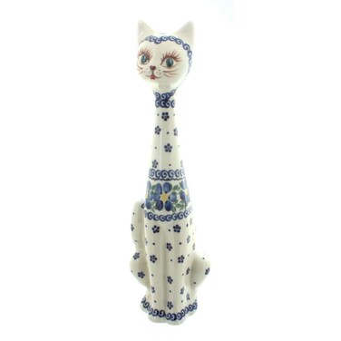 Polish Pottery Spring Blossom Large Cat