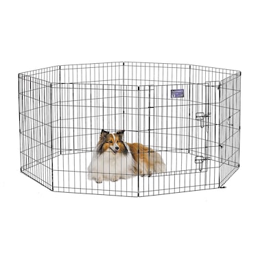 MidWest Homes for Pets Dog Exercise Pen &amp; Playpen, 24"W x 30"W, With Door, Black