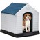 BestPet 28Inch Dog House Outdoor Indoor Doghouse Insulated Kennel Durable Plastic Dog House Weather &amp; Water Resistant Pet Crate with Air Vents and Elevated Floor, Blue